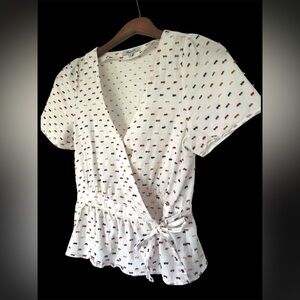Madewell White Wrap Blouse with Stitching Detail Size XS
